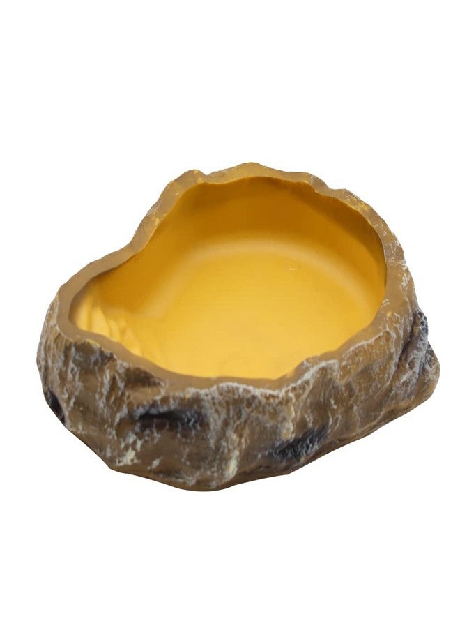 Abustle pig Reptile Water Dish,Resin Reptile Rock Food Feeder Bowl, Water and Food Bowl,Terrarium Decor for Leopard Gecko, Lizard,Spider,Turtle,Scorpion, Chameleon,Hermit Crabs (M, Yellow) - Image 3